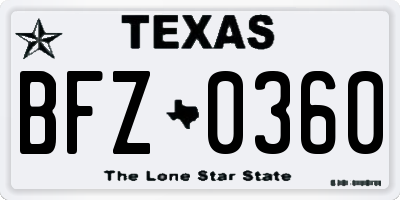 TX license plate BFZ0360