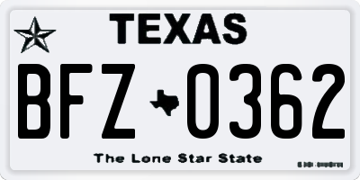 TX license plate BFZ0362