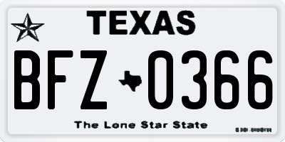 TX license plate BFZ0366