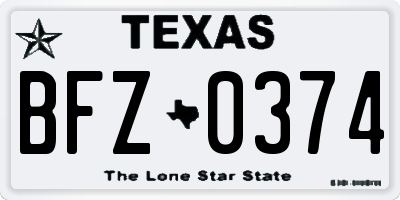 TX license plate BFZ0374