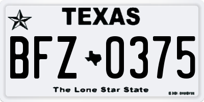 TX license plate BFZ0375