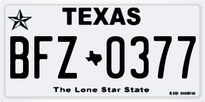 TX license plate BFZ0377