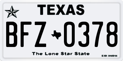 TX license plate BFZ0378