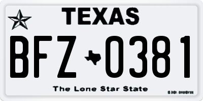 TX license plate BFZ0381