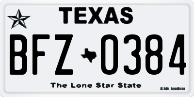 TX license plate BFZ0384