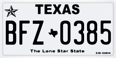TX license plate BFZ0385