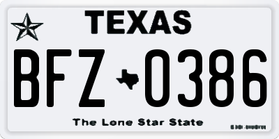 TX license plate BFZ0386