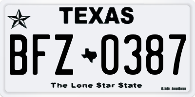 TX license plate BFZ0387