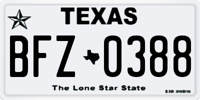 TX license plate BFZ0388