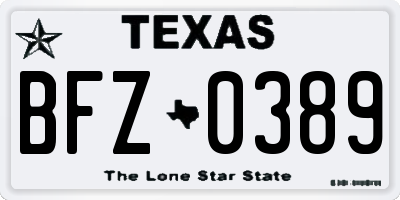 TX license plate BFZ0389