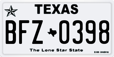 TX license plate BFZ0398