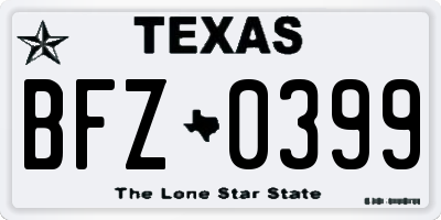 TX license plate BFZ0399