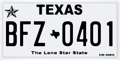 TX license plate BFZ0401