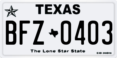 TX license plate BFZ0403