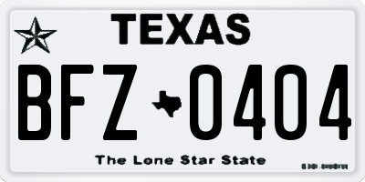 TX license plate BFZ0404