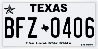 TX license plate BFZ0406