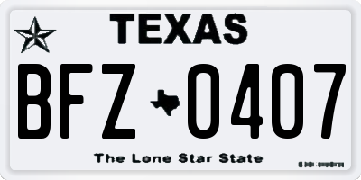 TX license plate BFZ0407