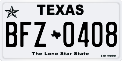 TX license plate BFZ0408