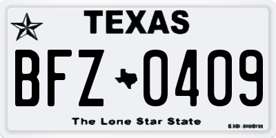 TX license plate BFZ0409