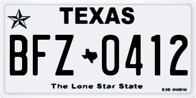 TX license plate BFZ0412