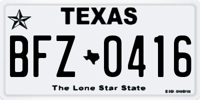 TX license plate BFZ0416