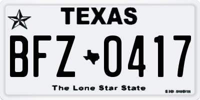 TX license plate BFZ0417
