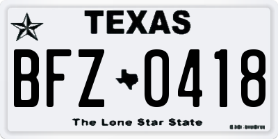 TX license plate BFZ0418