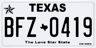 TX license plate BFZ0419
