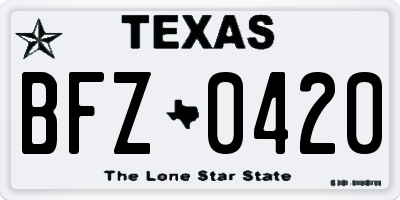 TX license plate BFZ0420