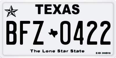 TX license plate BFZ0422