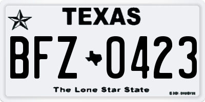 TX license plate BFZ0423