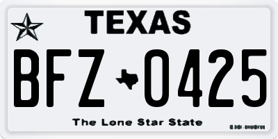 TX license plate BFZ0425