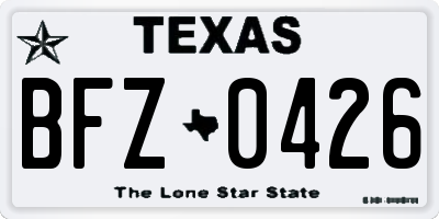 TX license plate BFZ0426