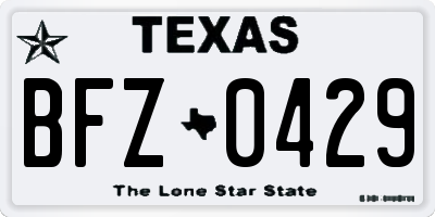 TX license plate BFZ0429