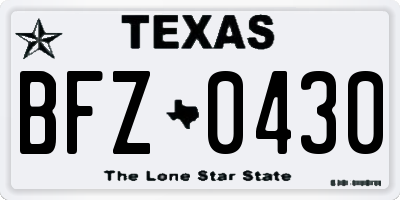 TX license plate BFZ0430