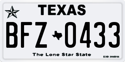 TX license plate BFZ0433