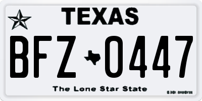 TX license plate BFZ0447