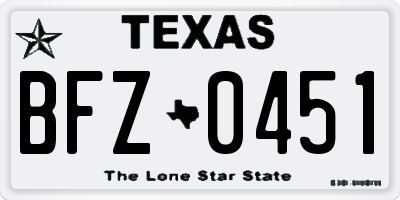 TX license plate BFZ0451