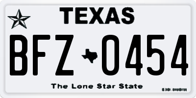 TX license plate BFZ0454
