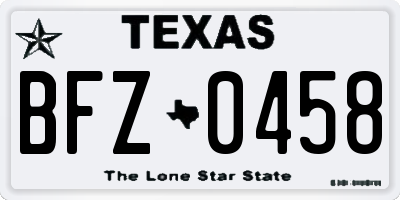 TX license plate BFZ0458