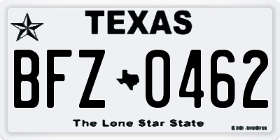 TX license plate BFZ0462