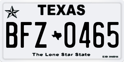 TX license plate BFZ0465