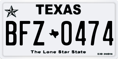 TX license plate BFZ0474