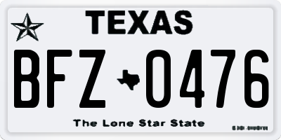 TX license plate BFZ0476