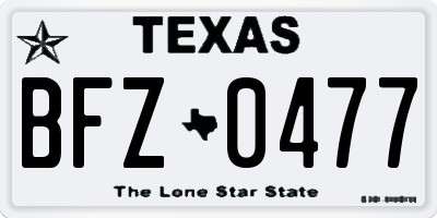 TX license plate BFZ0477