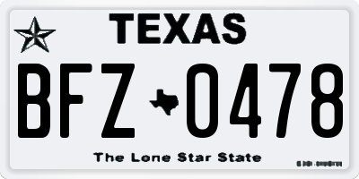 TX license plate BFZ0478