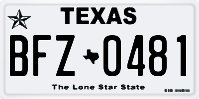 TX license plate BFZ0481