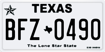 TX license plate BFZ0490