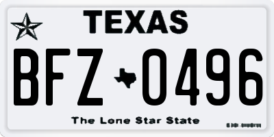 TX license plate BFZ0496