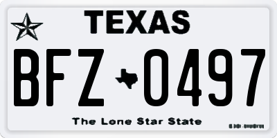 TX license plate BFZ0497